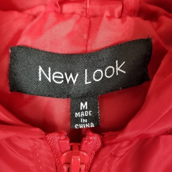 New Look Womens Red Rainbow Stripe Full Zip Jacket Hood Windbreaker Medium - Picture 4 of 12